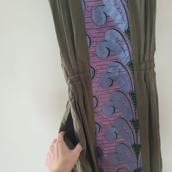 Olive and Purple Patterned Dress. Made In Montreal - Picture 8 of 8